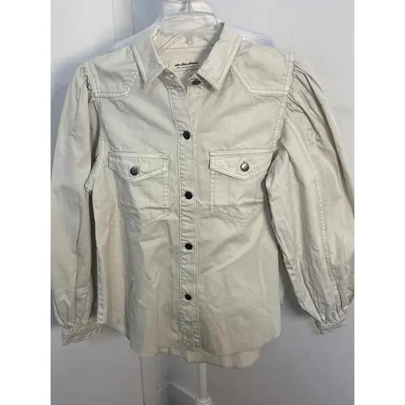 Brand New Free People We The Free Cream Button-Up Shirt Jacket Small NWOT - Picture 1 of 8